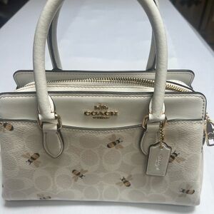 Coach Cream Bee Print Satchel/Crossbody